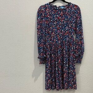 Draper James Navy Floral Long Sleeve Dress